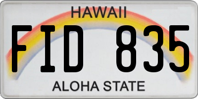 HI license plate FID835