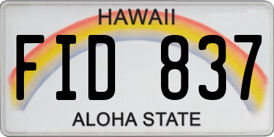 HI license plate FID837