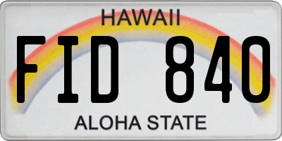 HI license plate FID840
