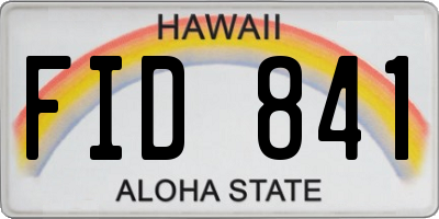 HI license plate FID841