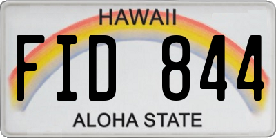 HI license plate FID844