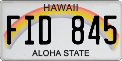 HI license plate FID845