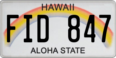 HI license plate FID847