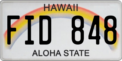 HI license plate FID848