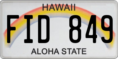 HI license plate FID849