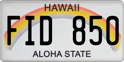 HI license plate FID850