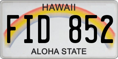 HI license plate FID852