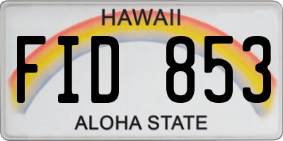 HI license plate FID853