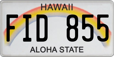 HI license plate FID855