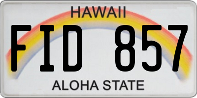 HI license plate FID857