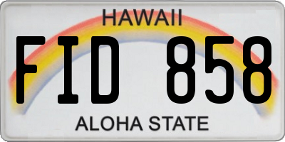 HI license plate FID858