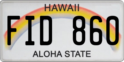 HI license plate FID860