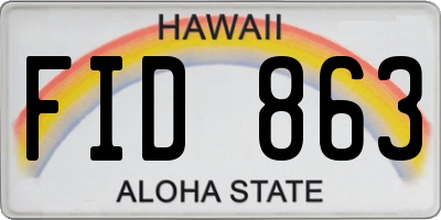 HI license plate FID863