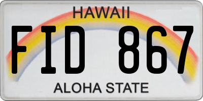HI license plate FID867