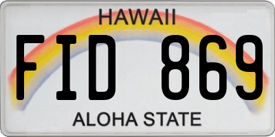 HI license plate FID869