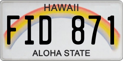 HI license plate FID871