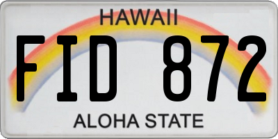 HI license plate FID872