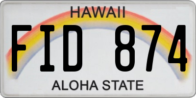 HI license plate FID874