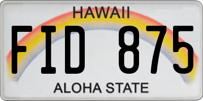 HI license plate FID875