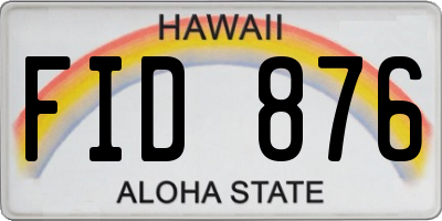 HI license plate FID876