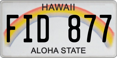 HI license plate FID877