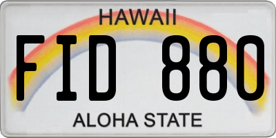 HI license plate FID880