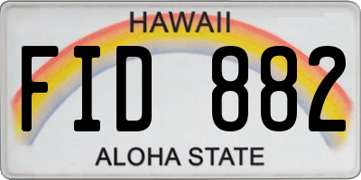 HI license plate FID882