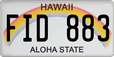 HI license plate FID883