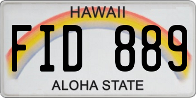 HI license plate FID889
