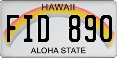 HI license plate FID890
