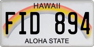 HI license plate FID894