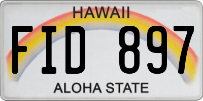 HI license plate FID897