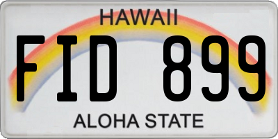 HI license plate FID899