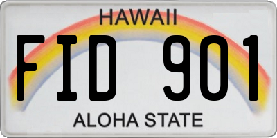 HI license plate FID901
