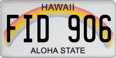 HI license plate FID906