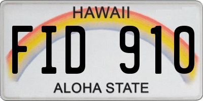 HI license plate FID910