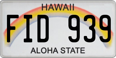 HI license plate FID939
