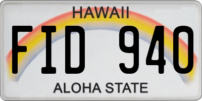 HI license plate FID940