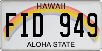 HI license plate FID949
