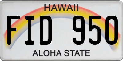 HI license plate FID950