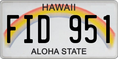 HI license plate FID951