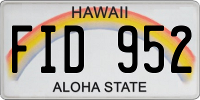 HI license plate FID952
