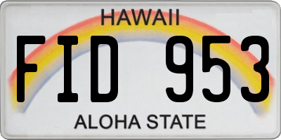 HI license plate FID953