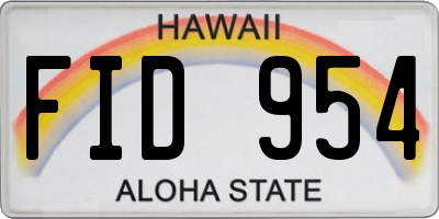 HI license plate FID954