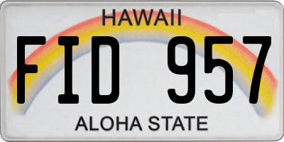 HI license plate FID957