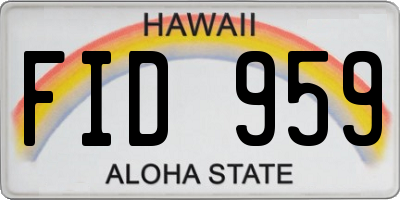 HI license plate FID959
