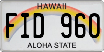 HI license plate FID960