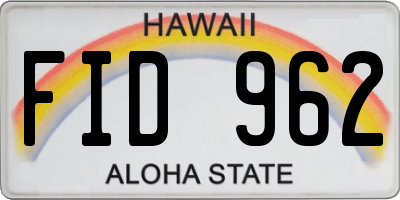 HI license plate FID962