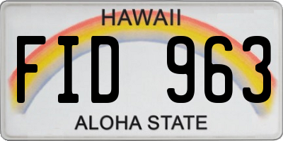 HI license plate FID963