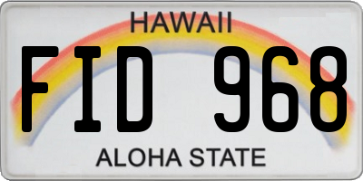 HI license plate FID968